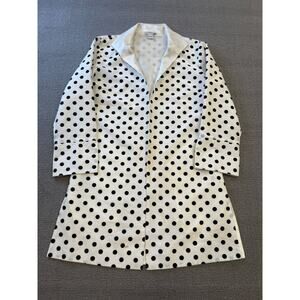 GRACE CHUANG Women's Small Polka Dot Duster Jacket Coat S‎ White Black